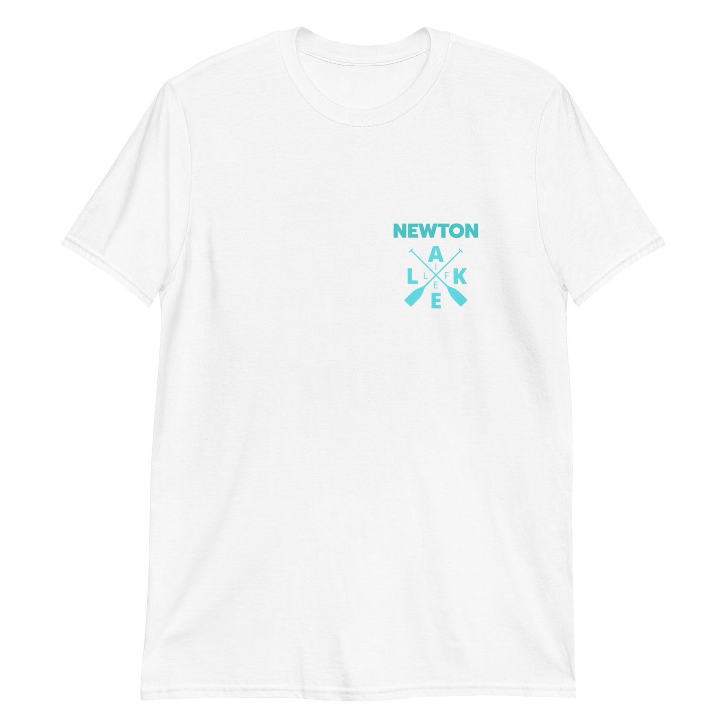 Newton Lake X Oars on Left Chest Short-Sleeve Unisex T-Shirt