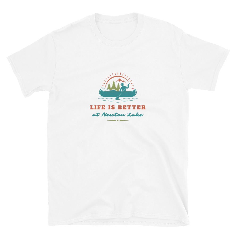 Life Is Better at Newton Lake Short-Sleeve Unisex T-Shirt