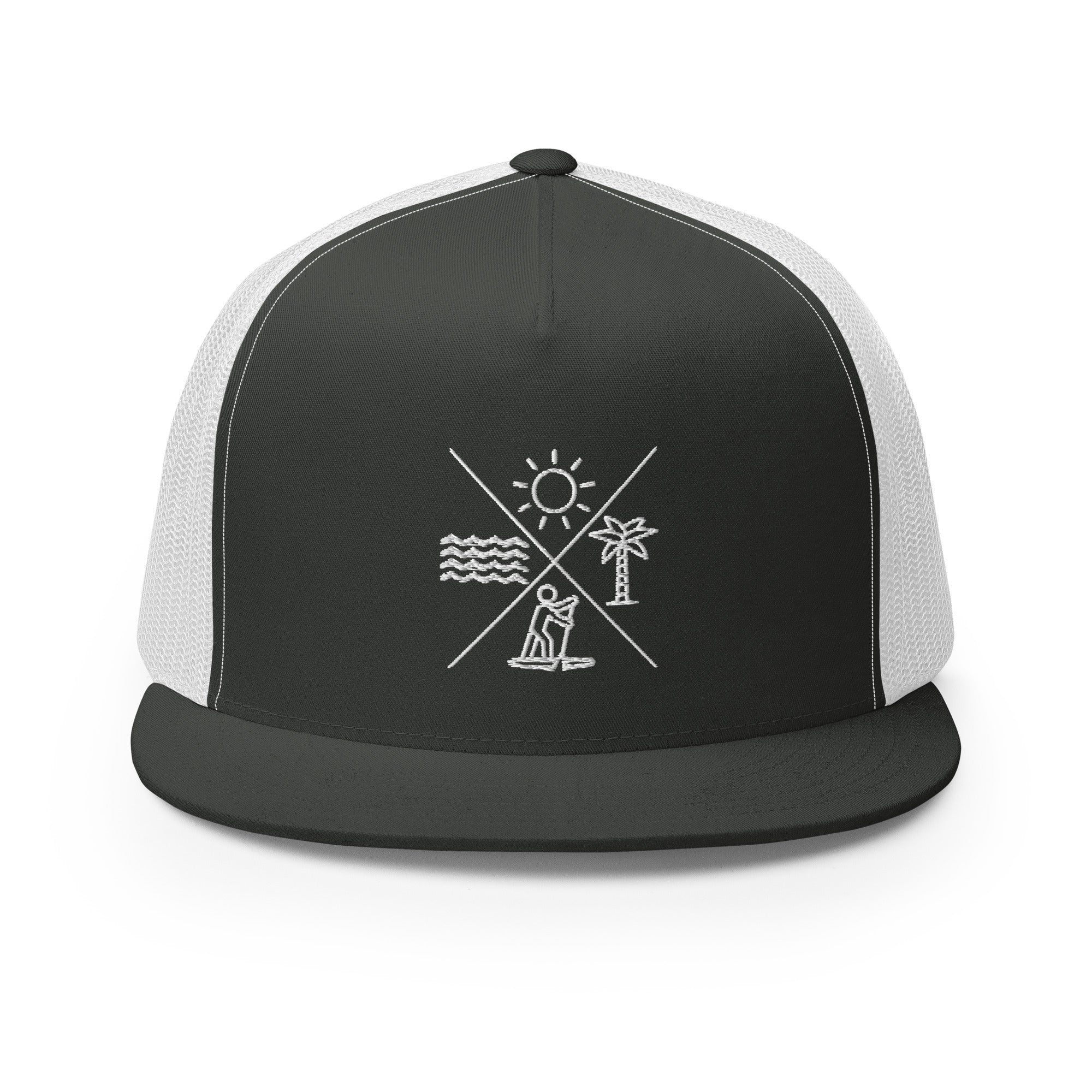 Paddleboarding X Sun, Tree, Paddler, Water Trucker Cap