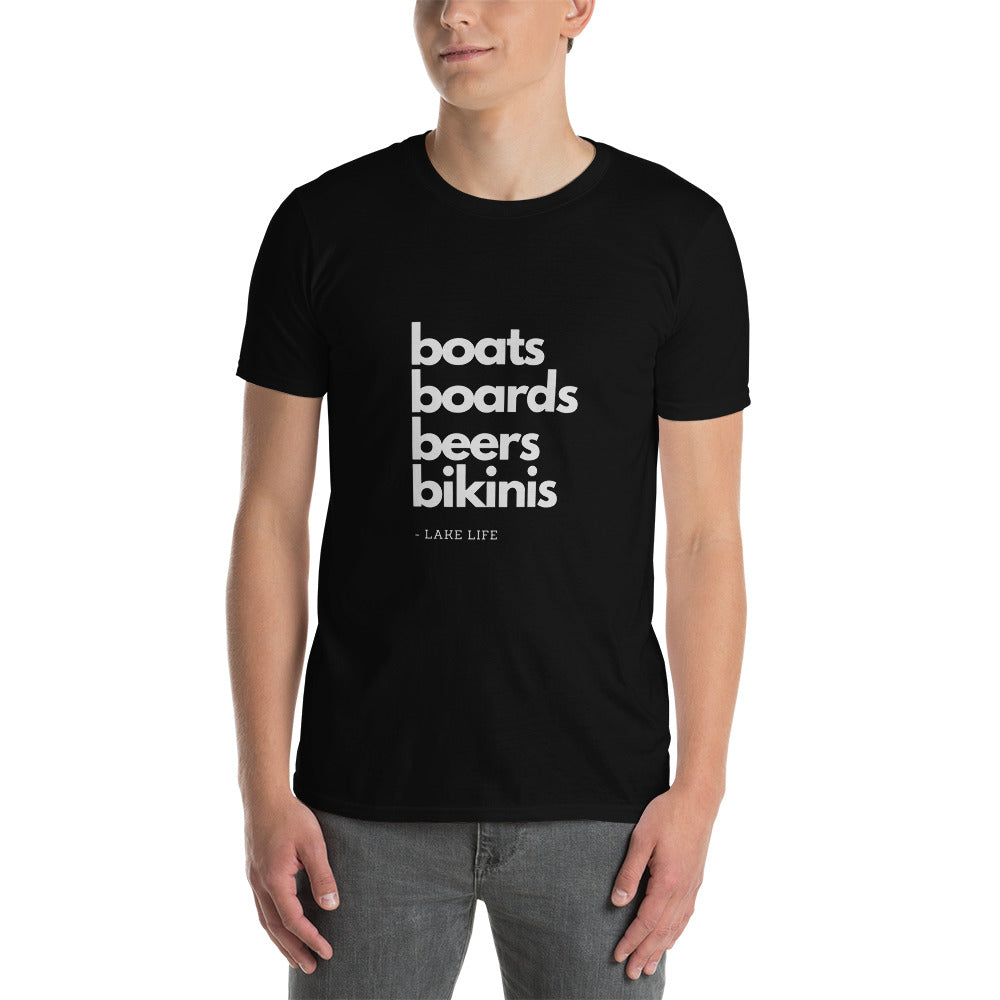 Boats Board Beers Bikinis Lake Life Shirt Short-Sleeve Unisex T-Shirt