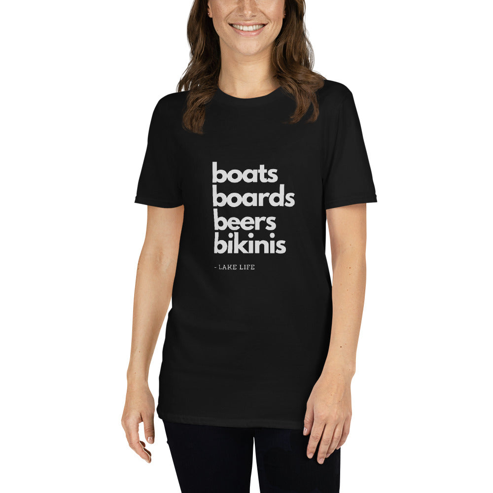 Boats Board Beers Bikinis Lake Life Shirt Short-Sleeve Unisex T-Shirt