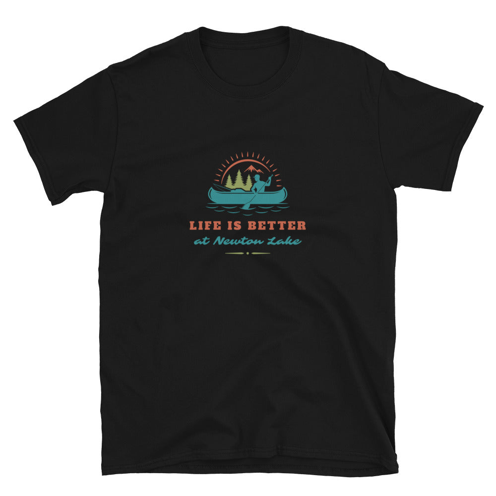 Life Is Better at Newton Lake Short-Sleeve Unisex T-Shirt
