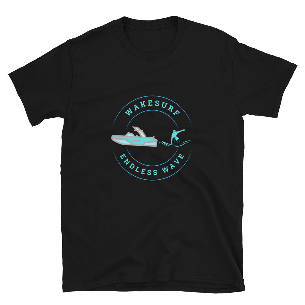 Wakesurf Endless Wave Blue Short-Sleeve Unisex T-Shirt