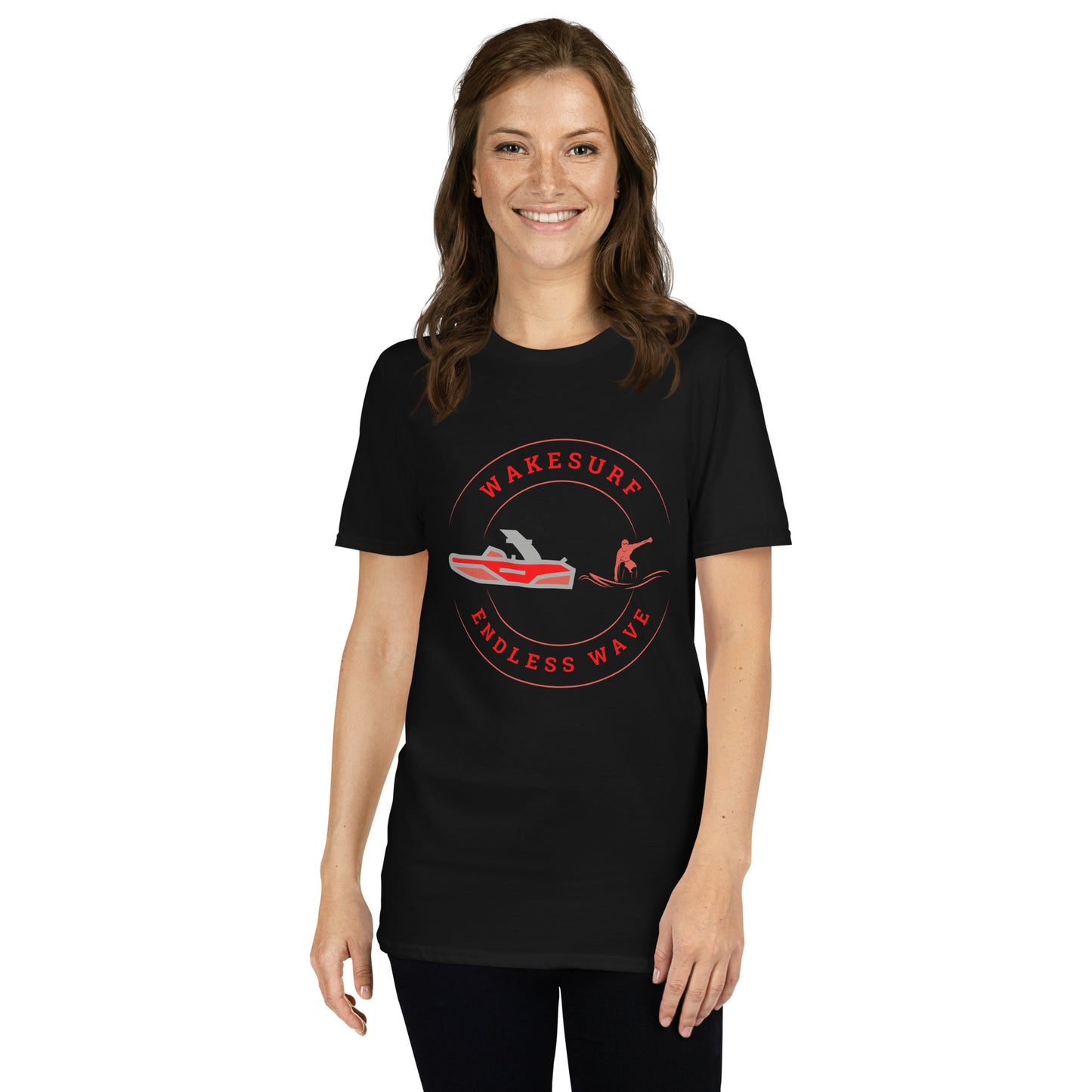 Wakesurf Endless Wave Red Short-Sleeve Unisex T-Shirt