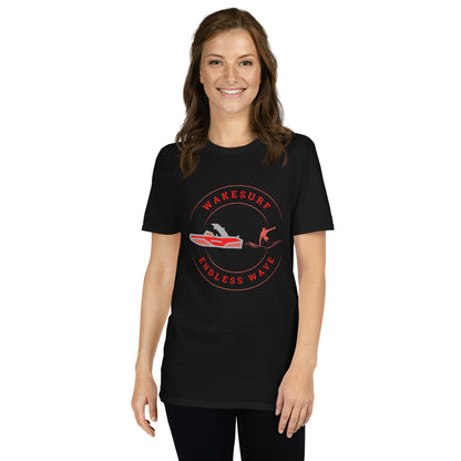 Wakesurf Endless Wave Red Short-Sleeve Unisex T-Shirt