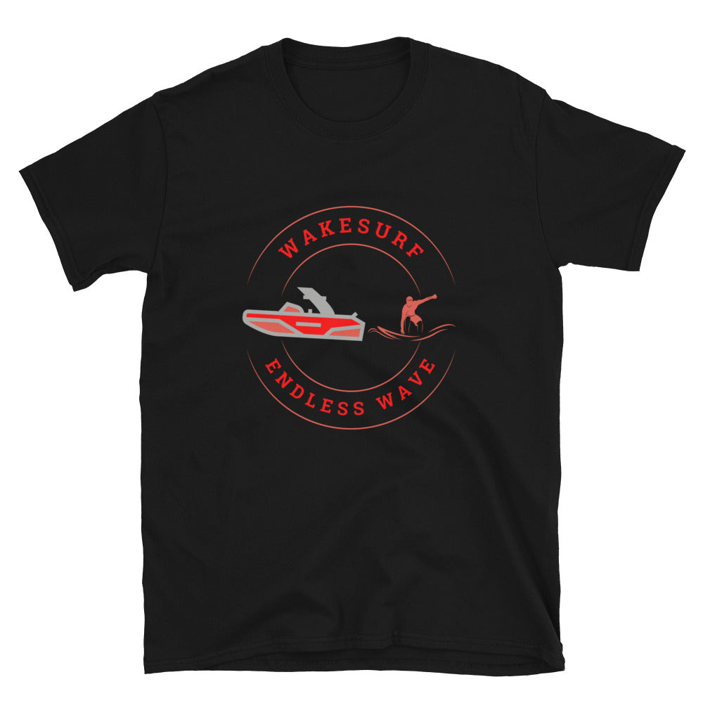 Wakesurf Endless Wave Red Short-Sleeve Unisex T-Shirt