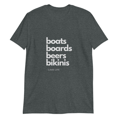 Boats Board Beers Bikinis Lake Life Shirt Short-Sleeve Unisex T-Shirt