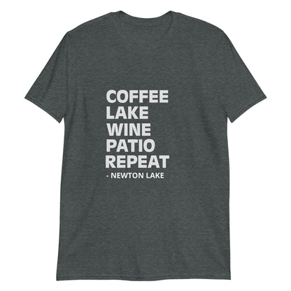 Newton Lake - Coffee, Lake, Wine, Patio, Repeat Short-Sleeve Unisex T-Shirt