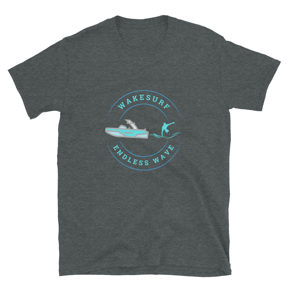 Wakesurf Endless Wave Blue Short-Sleeve Unisex T-Shirt