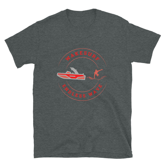 Wakesurf Endless Wave Red Short-Sleeve Unisex T-Shirt