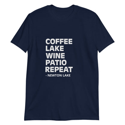 Newton Lake - Coffee, Lake, Wine, Patio, Repeat Short-Sleeve Unisex T-Shirt