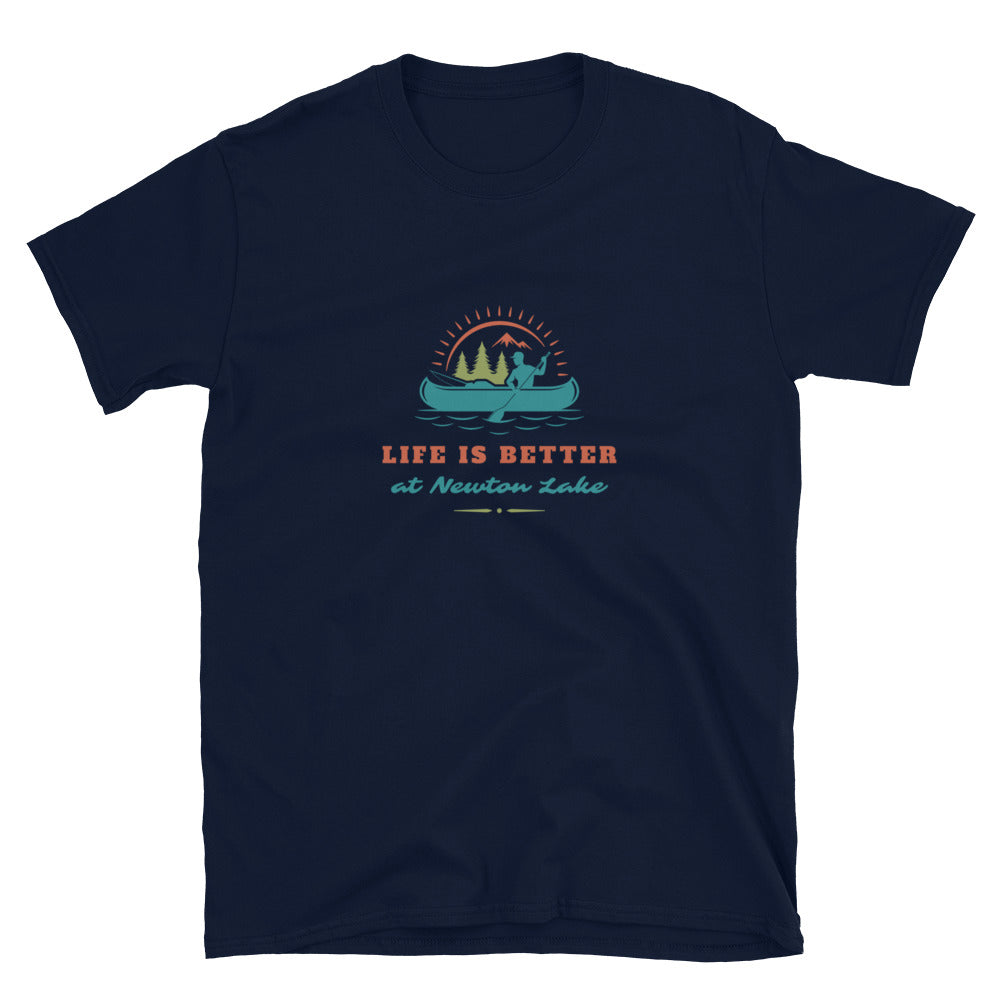 Life Is Better at Newton Lake Short-Sleeve Unisex T-Shirt