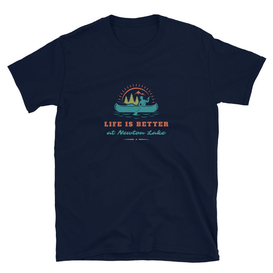 Life Is Better at Newton Lake Short-Sleeve Unisex T-Shirt