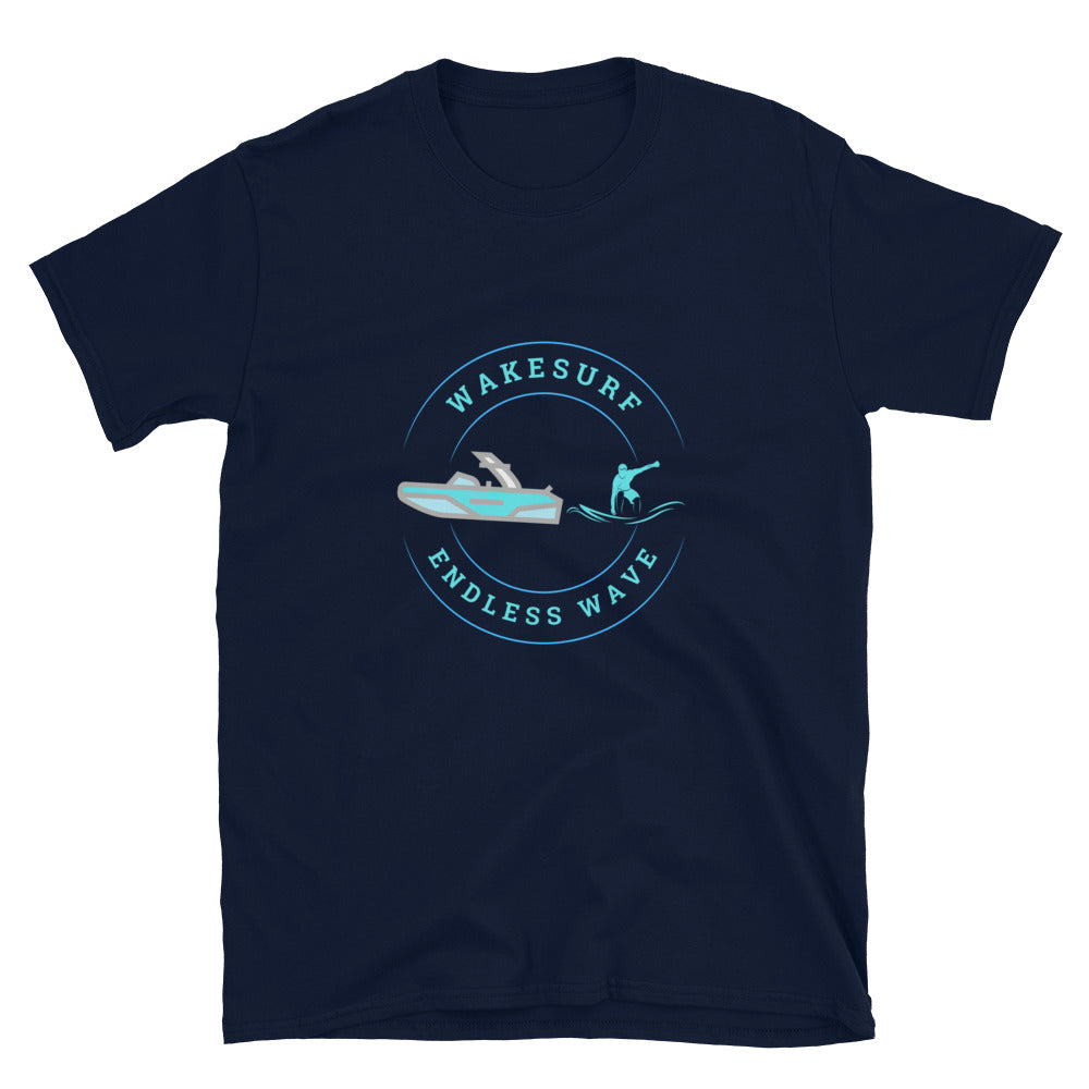 Wakesurf Endless Wave Blue Short-Sleeve Unisex T-Shirt