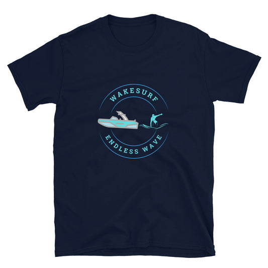 Wakesurf Endless Wave Blue Short-Sleeve Unisex T-Shirt
