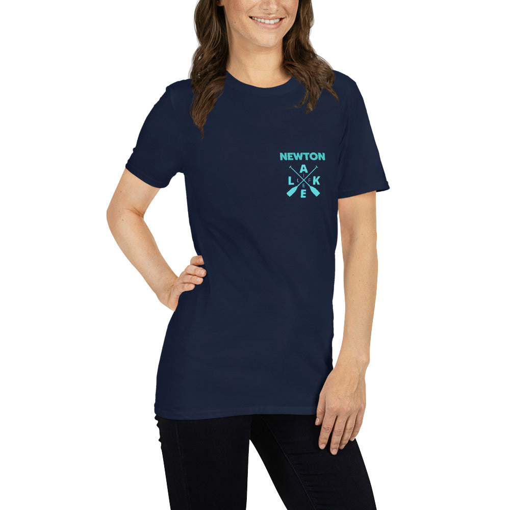Newton Lake X Oars on Left Chest Short-Sleeve Unisex T-Shirt