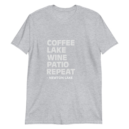 Newton Lake - Coffee, Lake, Wine, Patio, Repeat Short-Sleeve Unisex T-Shirt