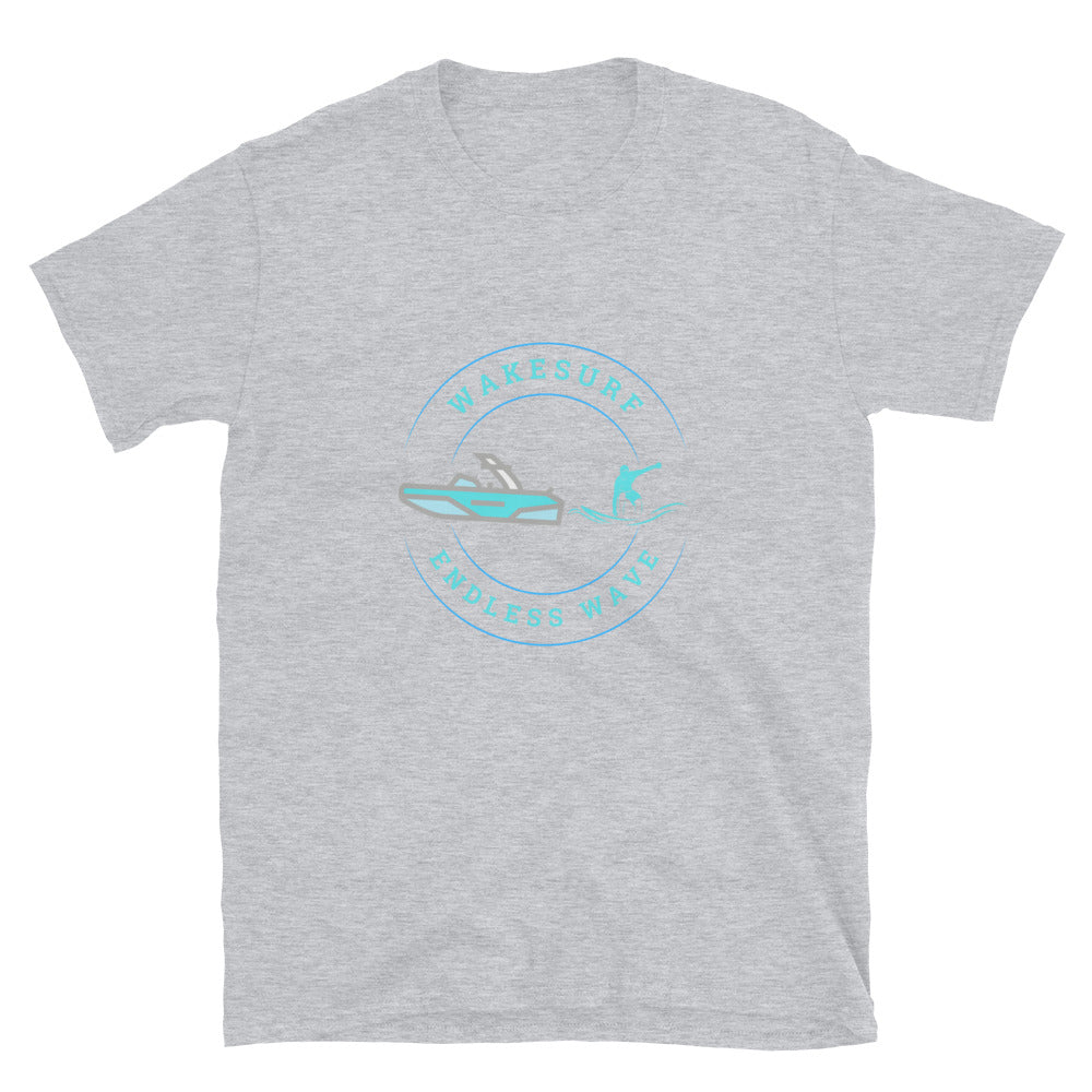 Wakesurf Endless Wave Blue Short-Sleeve Unisex T-Shirt