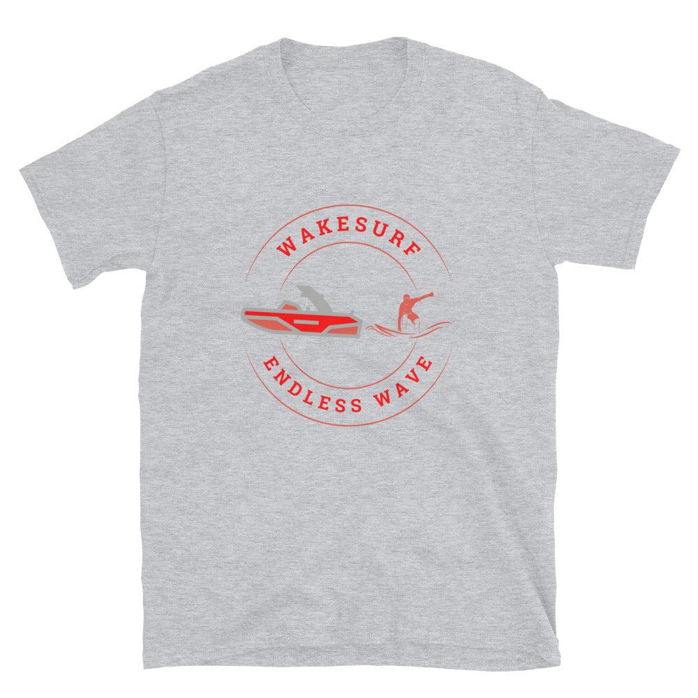 Wakesurf Endless Wave Red Short-Sleeve Unisex T-Shirt