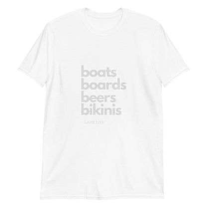 Boats Board Beers Bikinis Lake Life Shirt Short-Sleeve Unisex T-Shirt