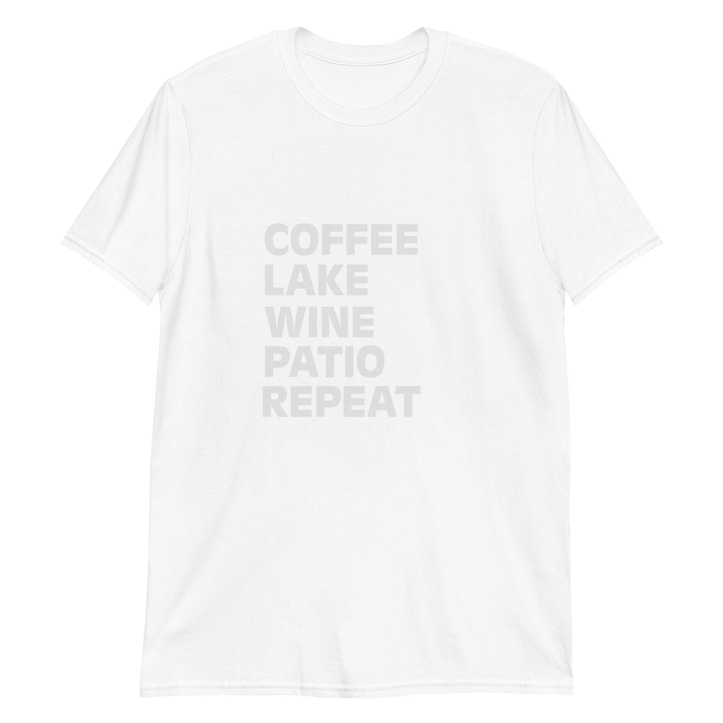 Newton Lake - Coffee, Lake, Wine, Patio, Repeat Short-Sleeve Unisex T-Shirt