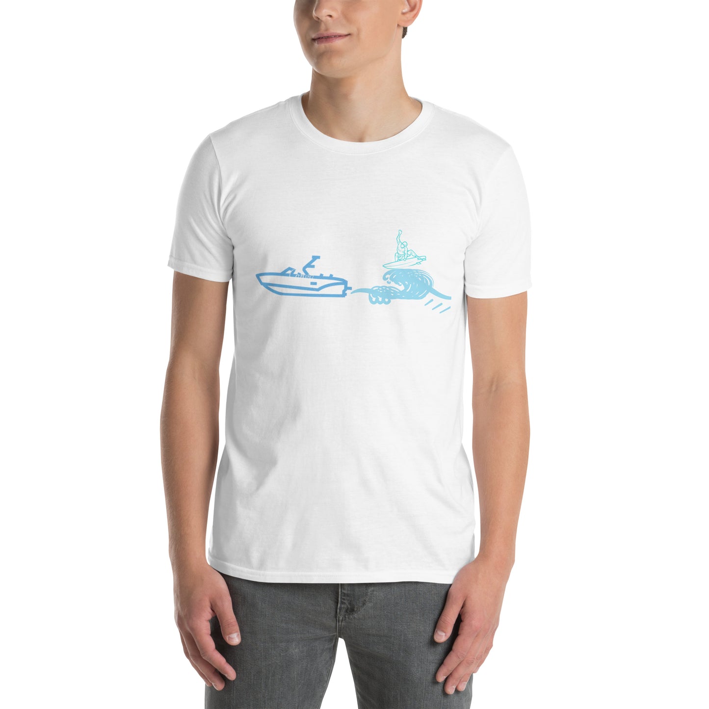 WakeSurf Big Wave With Surfer On Wave Short-Sleeve Unisex T-Shirt