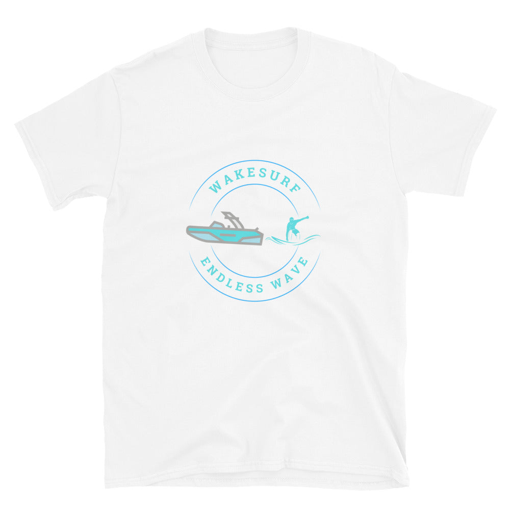 Wakesurf Endless Wave Blue Short-Sleeve Unisex T-Shirt
