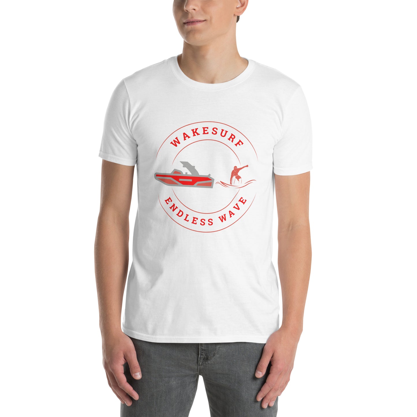 Wakesurf Endless Wave Red Short-Sleeve Unisex T-Shirt