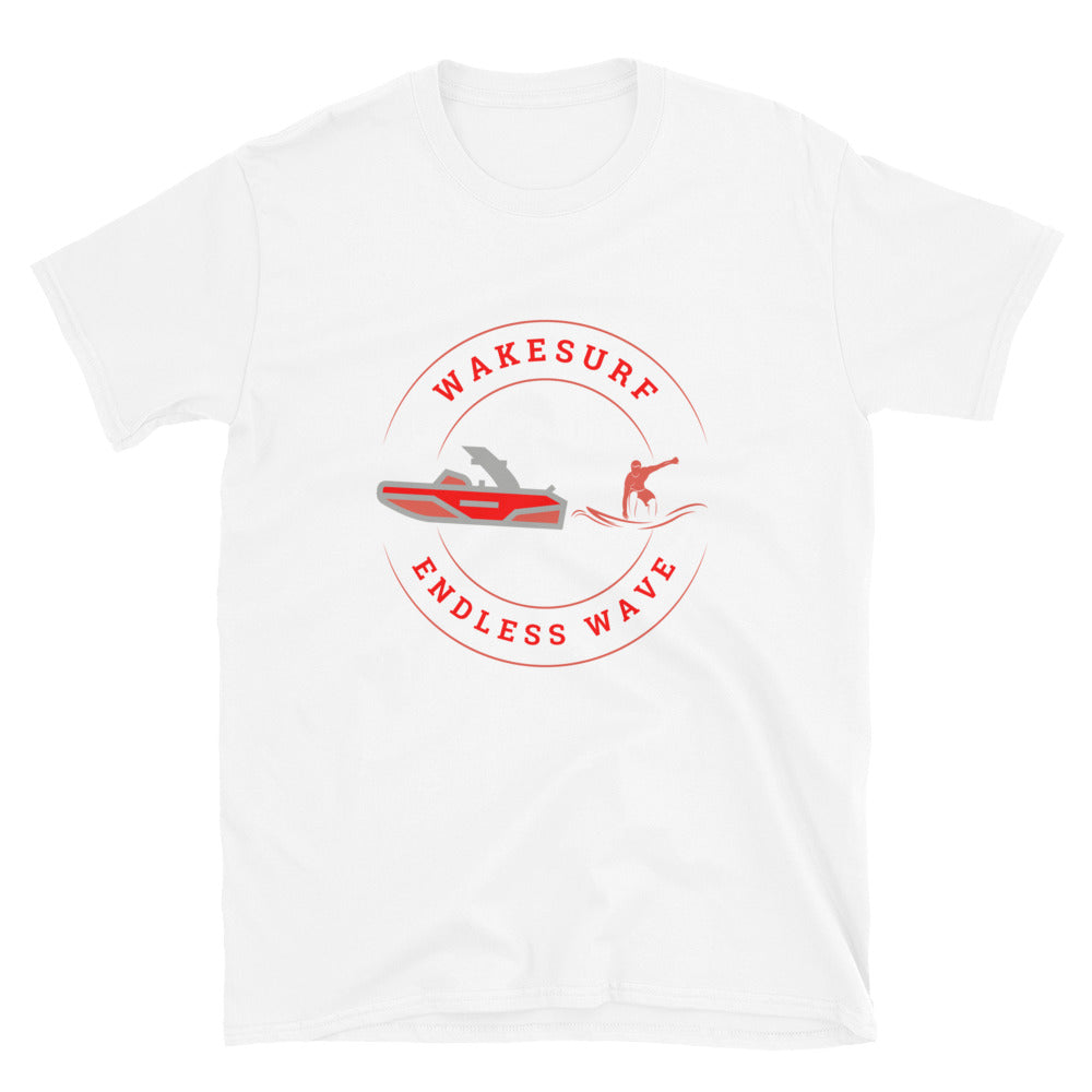 Wakesurf Endless Wave Red Short-Sleeve Unisex T-Shirt