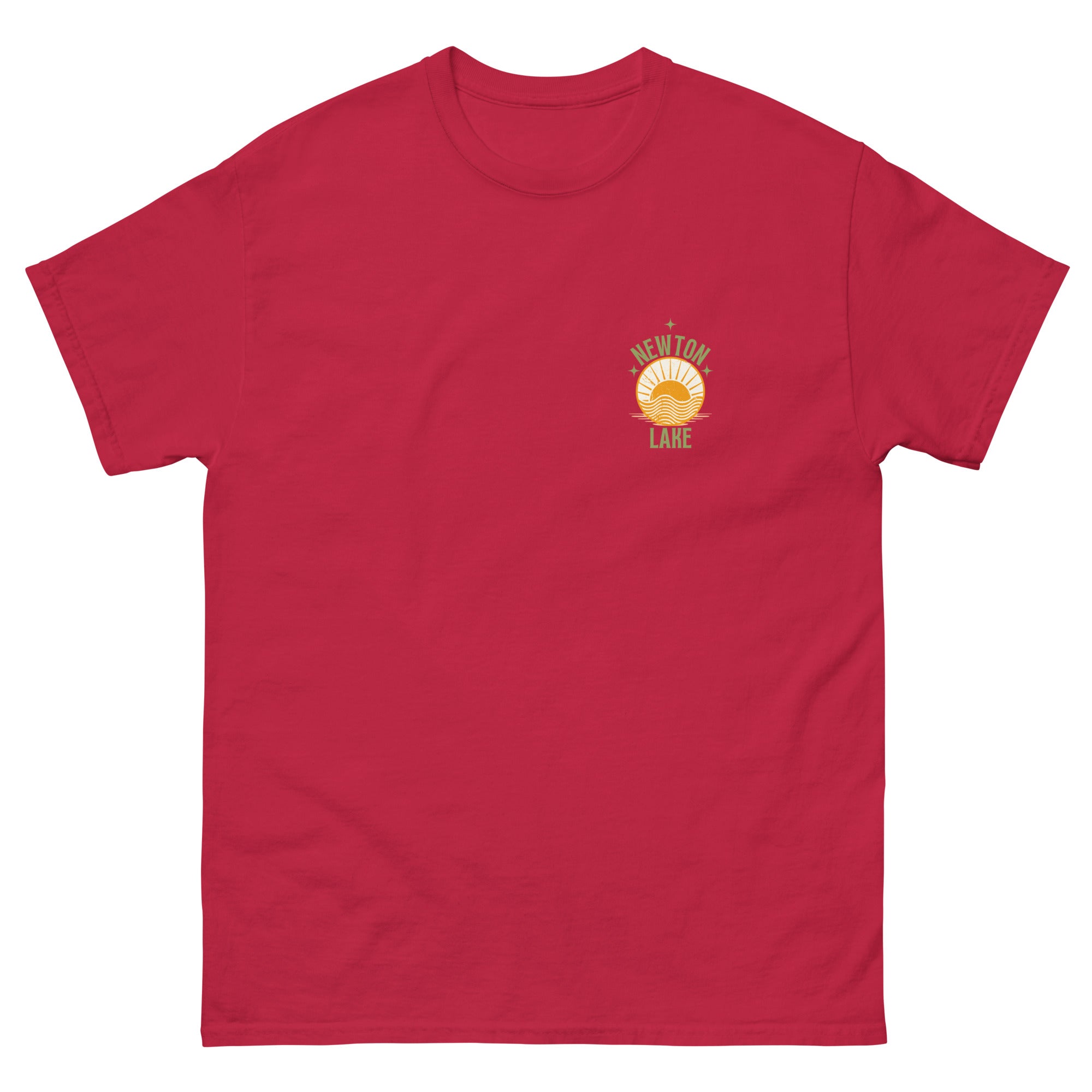 Newton Lake Small Left Chest Sunset Unisex classic tee
