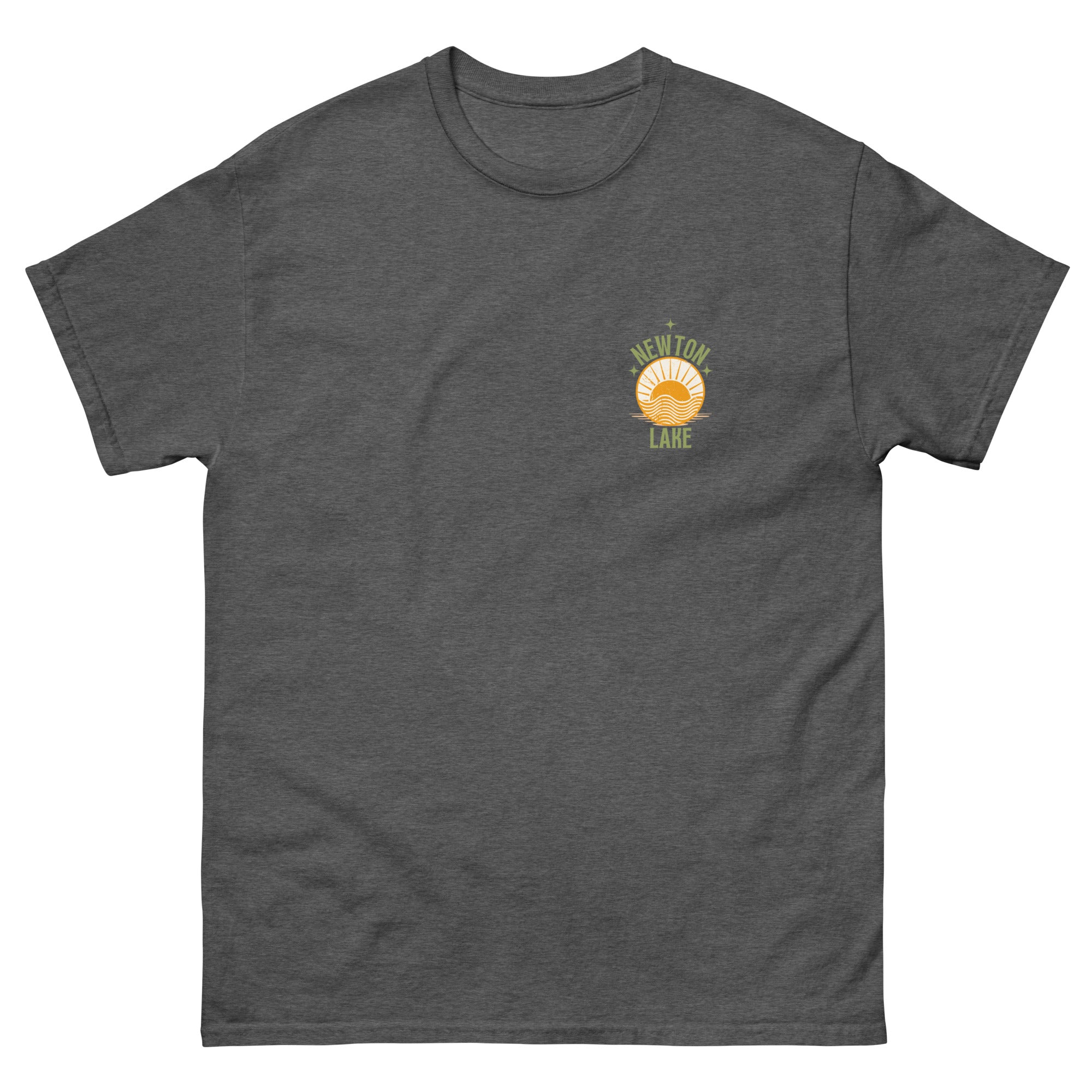 Newton Lake Small Left Chest Sunset Unisex classic tee