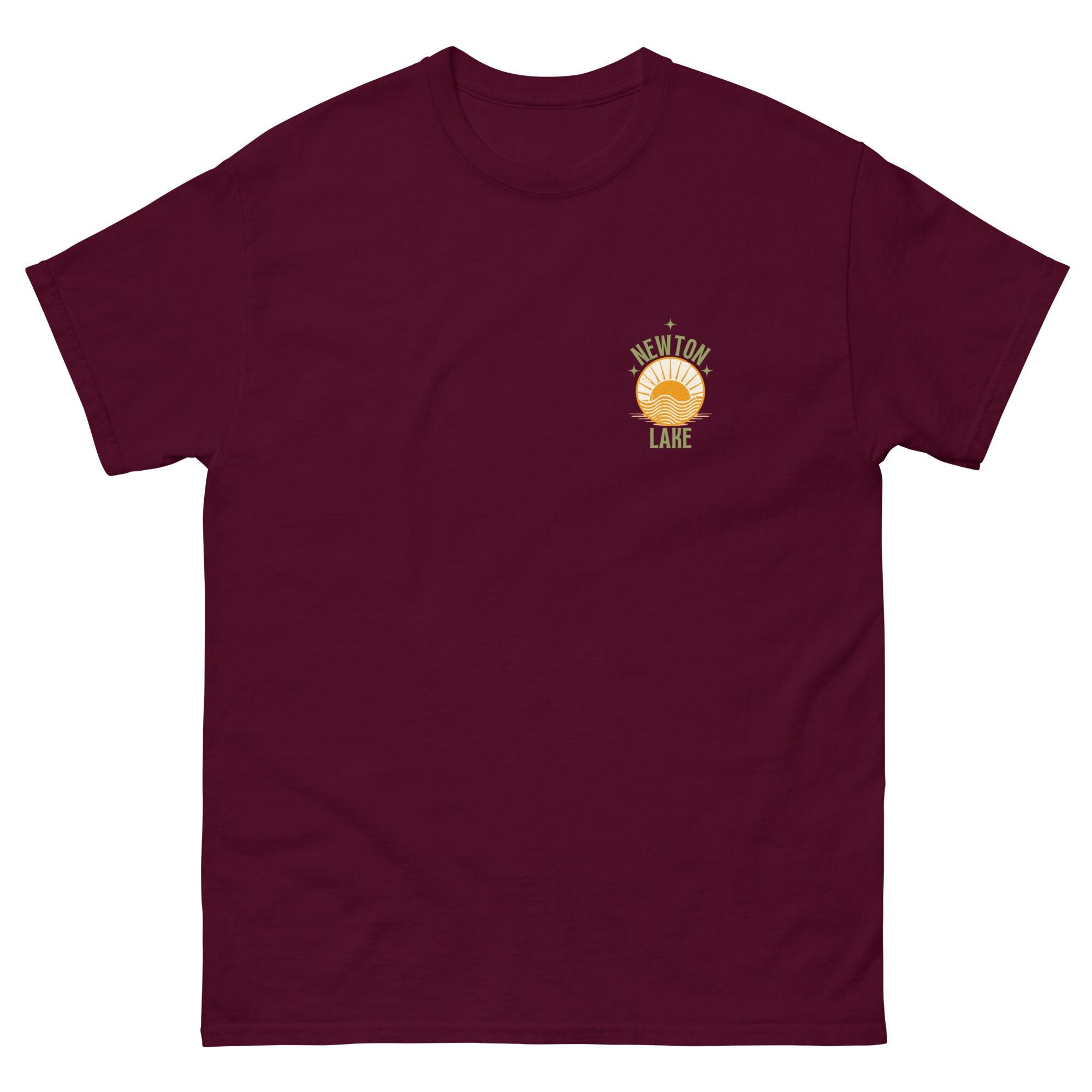 Newton Lake Small Left Chest Sunset Unisex classic tee