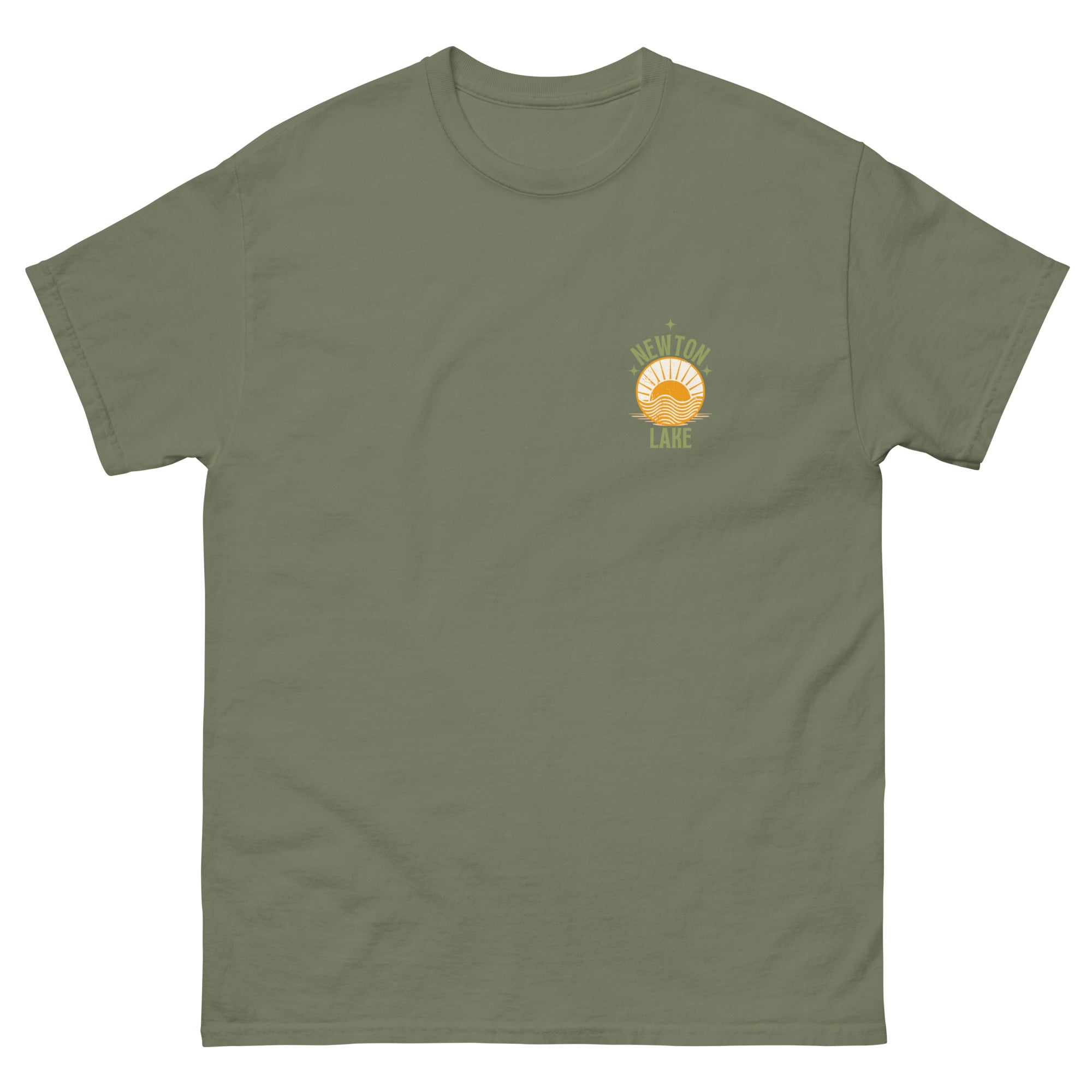 Newton Lake Small Left Chest Sunset Unisex classic tee