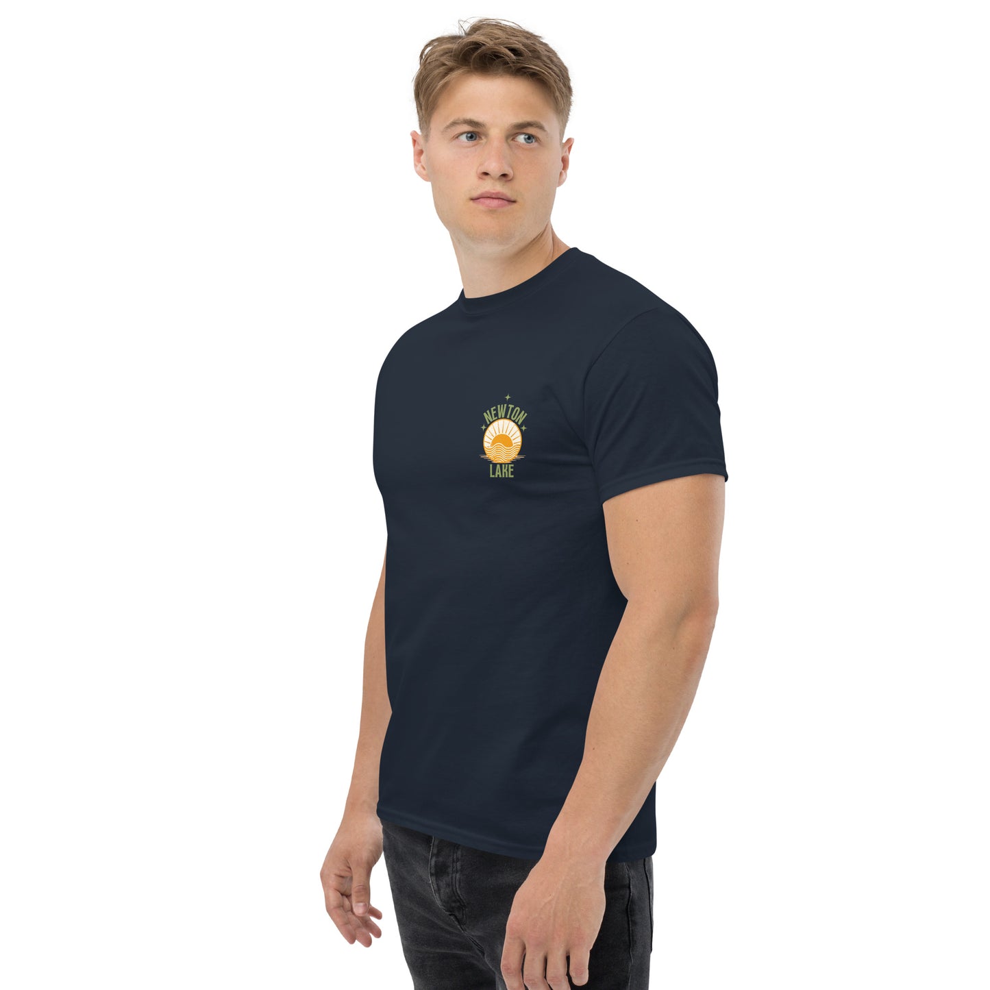 Newton Lake Small Left Chest Sunset Unisex classic tee