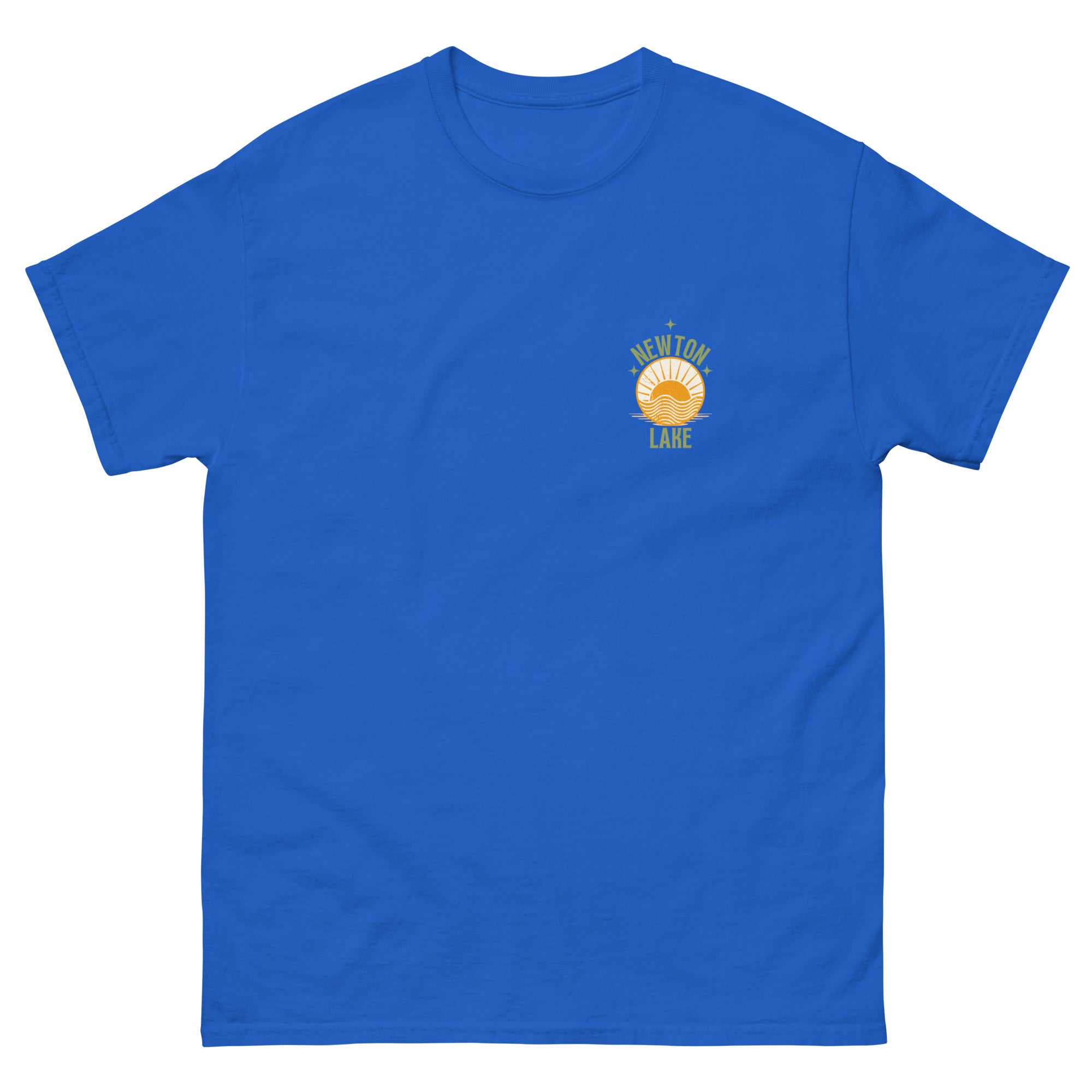 Newton Lake Small Left Chest Sunset Unisex classic tee