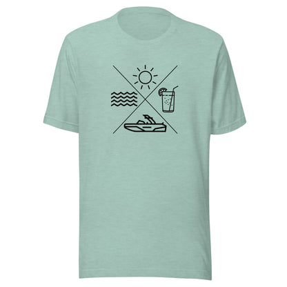 Lake Life X Sun Drink Boat Water Unisex t-shirt