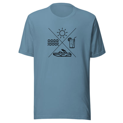 Lake Life X Sun Drink Boat Water Unisex t-shirt