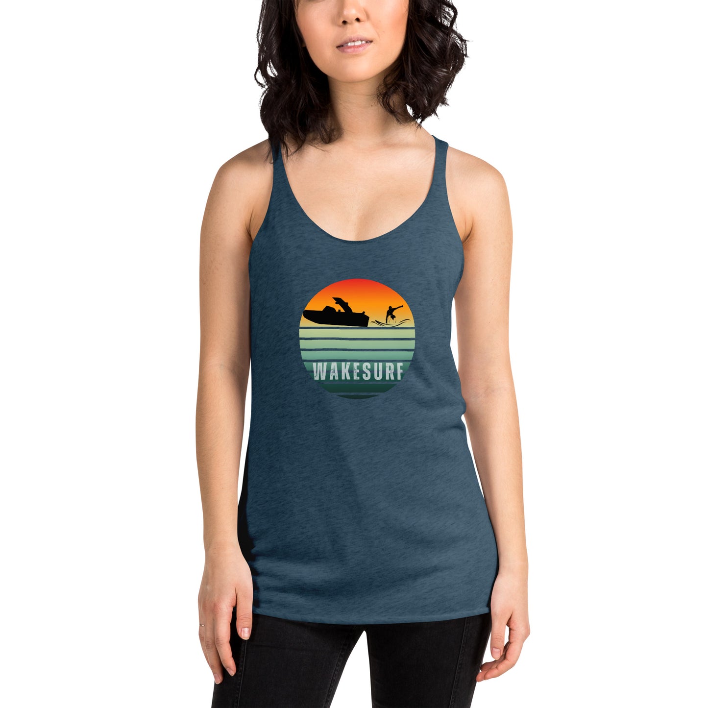 Wakesurf Sunset Silhouette Women's Racerback Tank